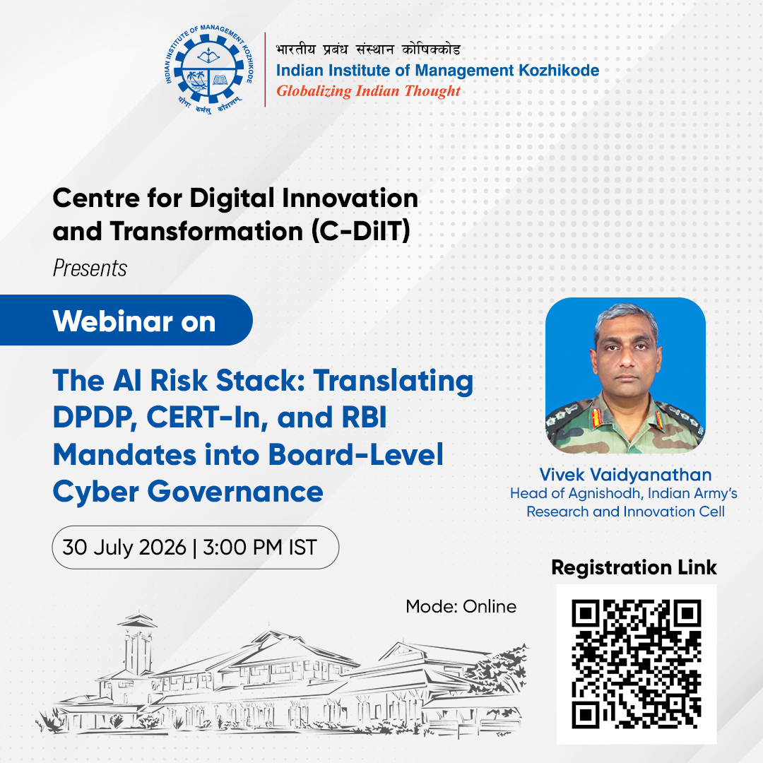 Poster for The AI Risk Stack webinar with Vivek Vaidyanathan on 30 July 2026 at 3 PM IST